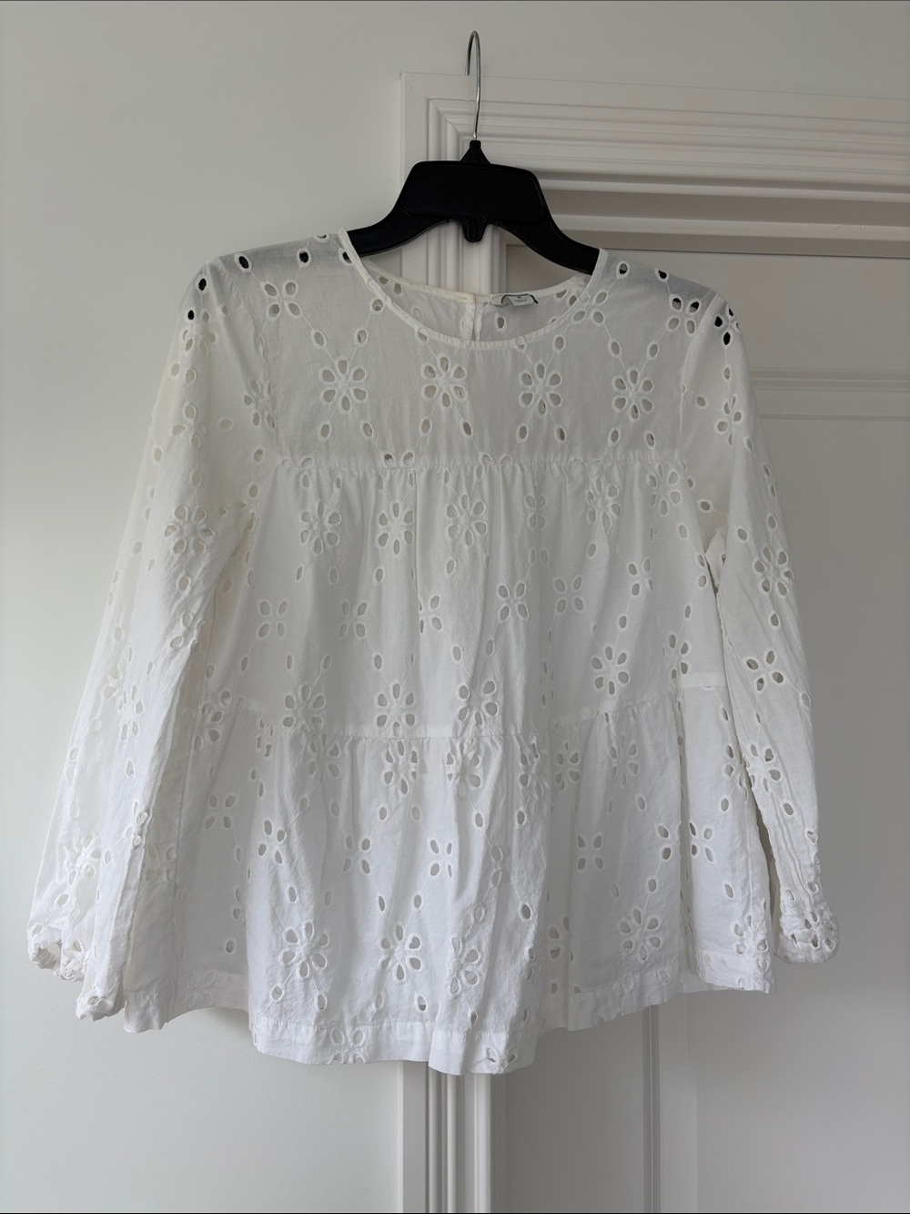 J. Crew Factory White Eyelet Peasant Blouse